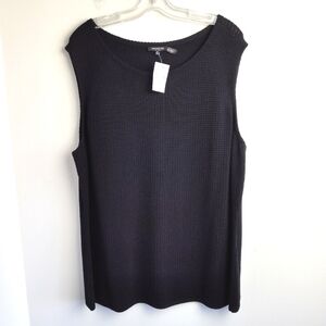 NWT Lafayette 148 Sleeveless Sweater Black Pullover textured vest new plus 3X